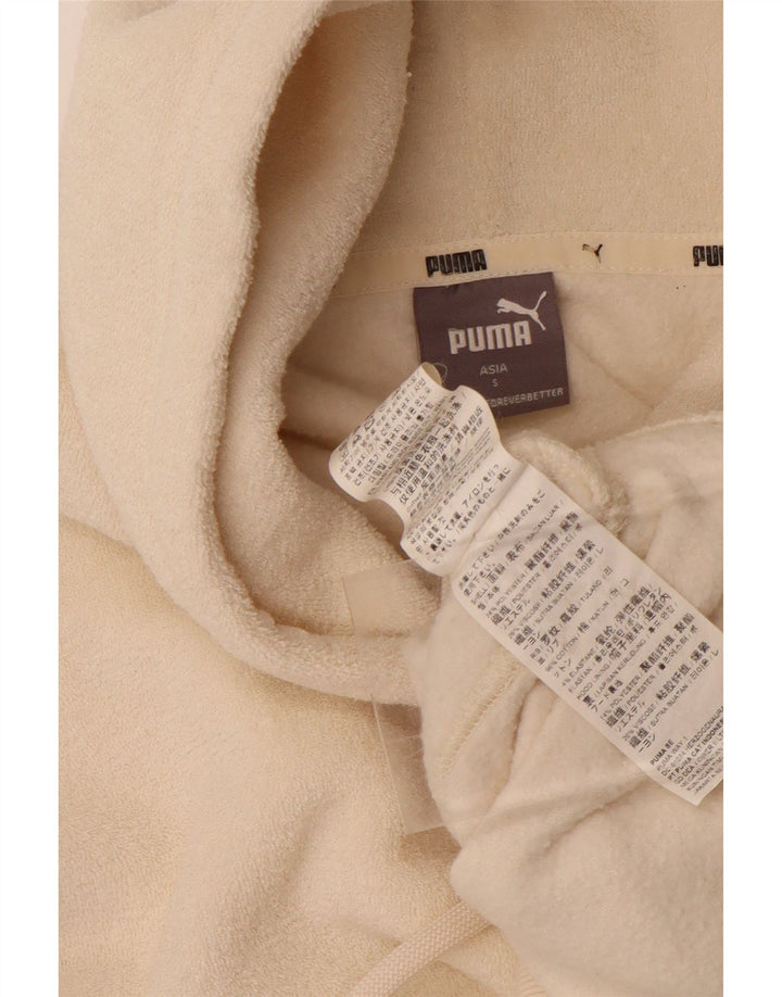 PUMA Womens Oversized Velour Hoodie Jumper UK 10 Small Beige Polyester