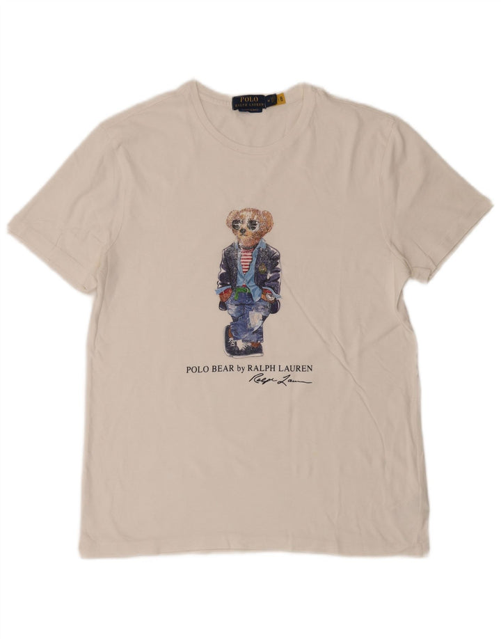 POLO RALPH LAUREN Muška uska majica kratkih rukava srednje veličine, bijeli pamuk