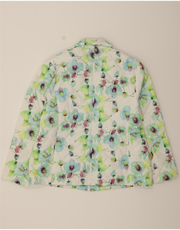 CLODAGH CALLAGHAN Womens Padded Jacket UK 18 XL White Floral Polyester Vintage Clodagh Callaghan and Second-Hand Clodagh Callaghan from Messina Hembry 