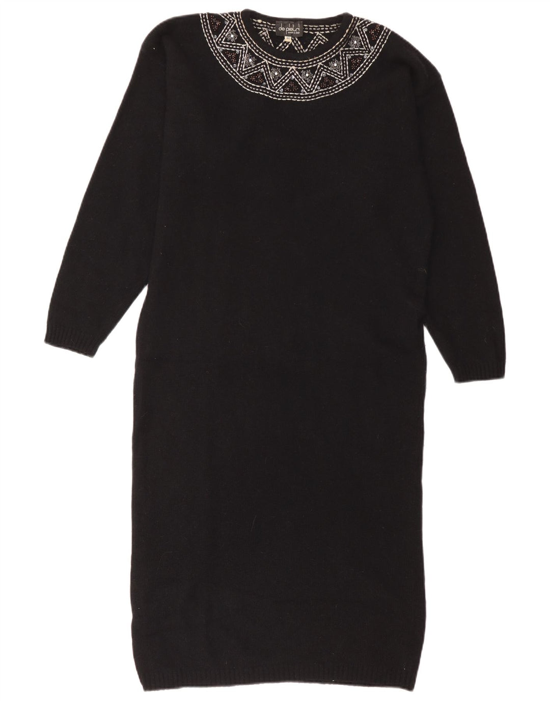 De Pietri ženska džemper haljina IT 46 Velika crna vunena cvjetna haljina