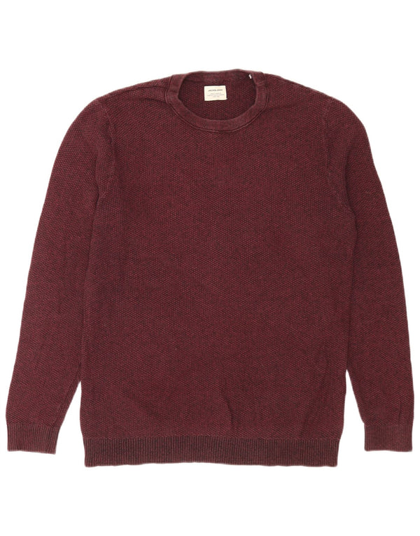 Jack & Jones muški džemper s okruglim izrezom Veliki pamuk bordo boje