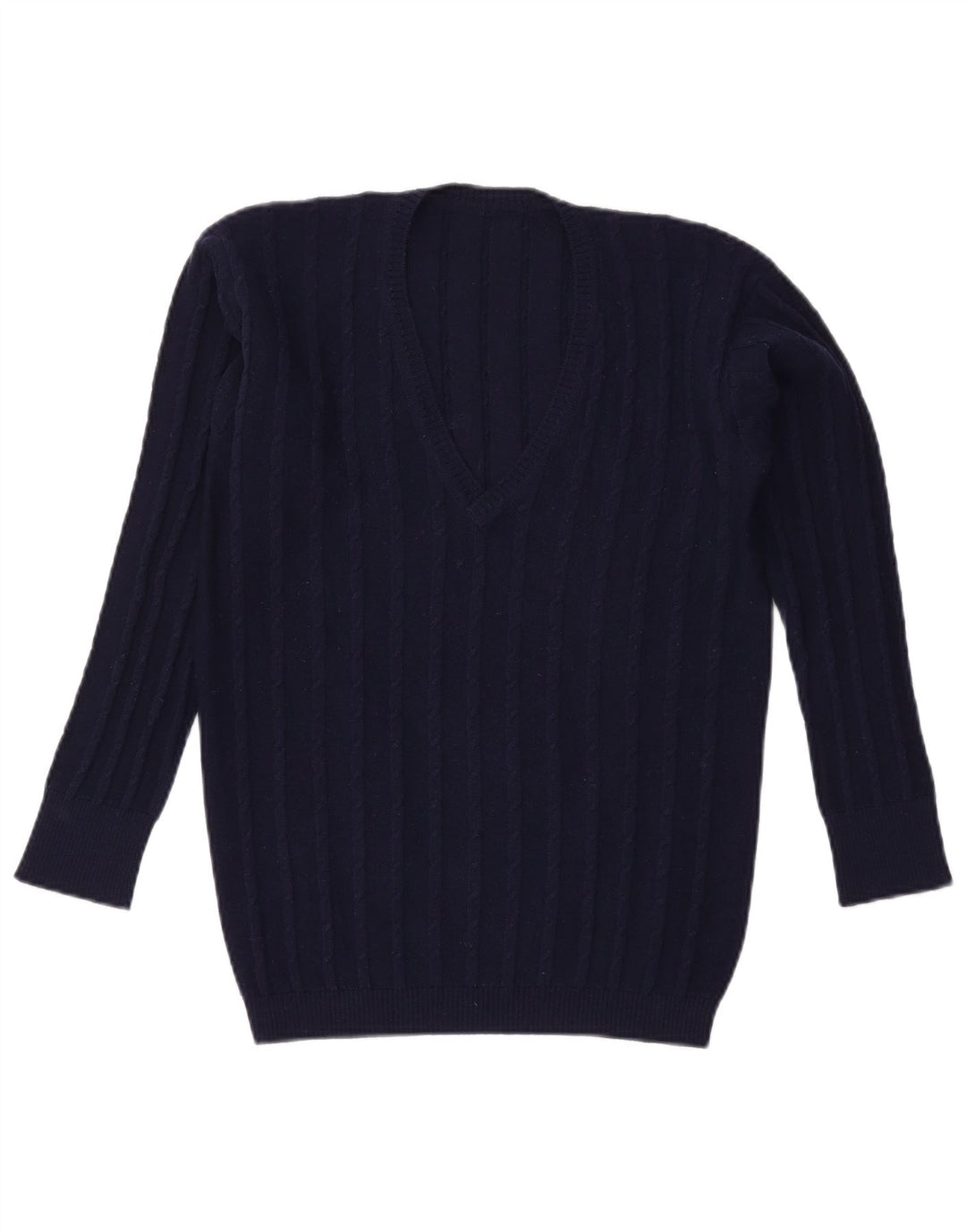 VINTAGE ženski džemper s V-izrezom UK 16 Veliki tamnoplavi