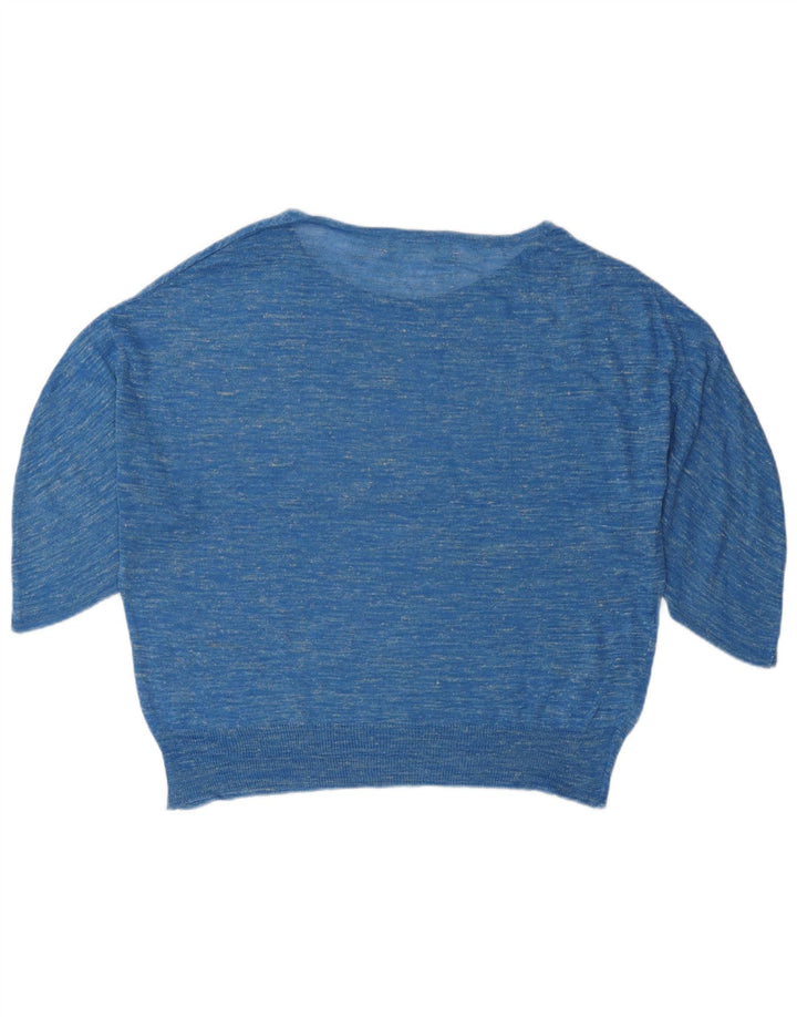 ZARA ženski džemper s veznim izrezom UK 14 Srednje plava