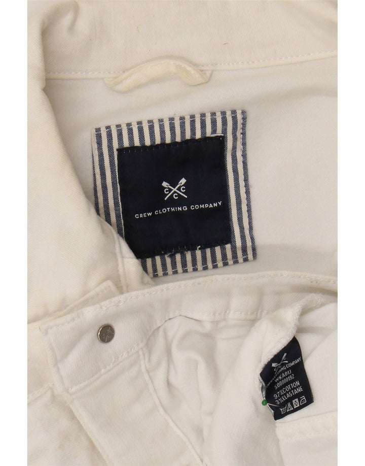 CREW CLOTHING Ženska crop traper jakna UK 14 Srednje bijeli pamuk