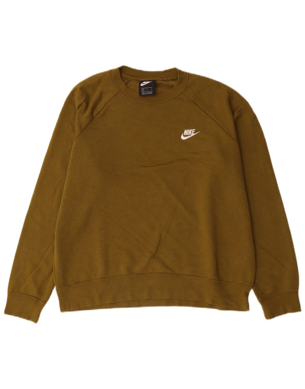 Nike Mens Sweatshirt Jumper Large Khaki Cotton