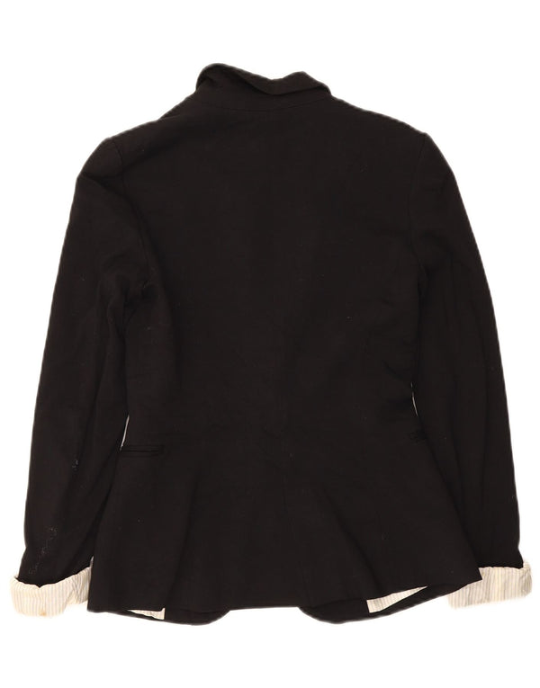 Zara Womens 1 Button Blazer Jacket UK 6 XS Black Viscose
