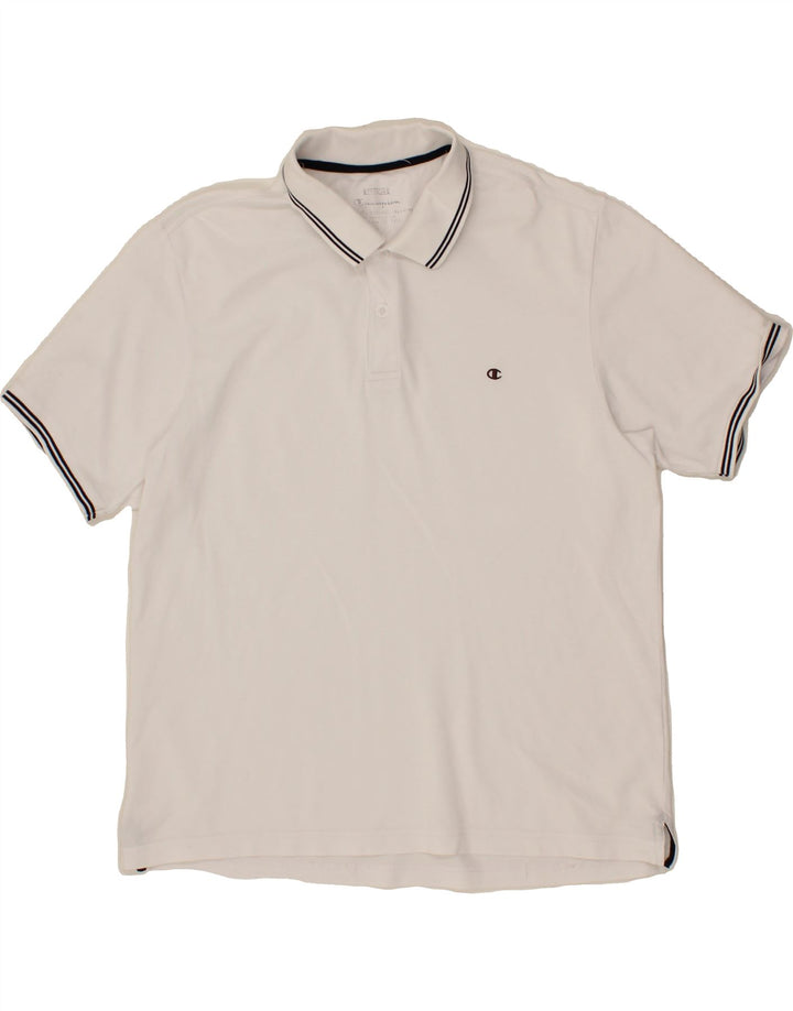 CHAMPION Mens Polo Shirt Large White Cotton Vintage Champion and Second-Hand Champion from Messina Hembry 