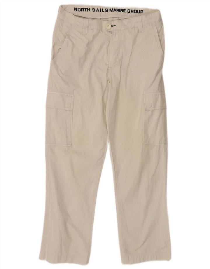 NORTH SAILS Mens Straight Cargo Trousers IT 48 Medium W30 L28 White Cotton