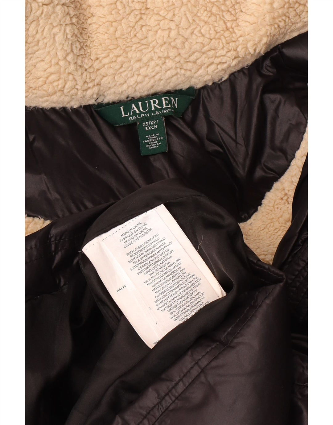 POLO RALPH LAUREN Ženski podstavljeni kaput s kapuljačom UK 6 XS crni najlonski zimski