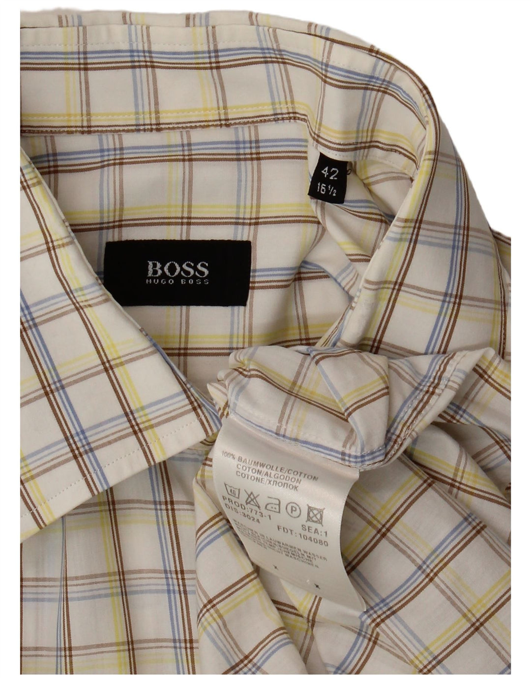 HUGO BOSS Muška košulja kratkih rukava Veličina 16 1/2 42 Veliki bijeli karirani pamuk