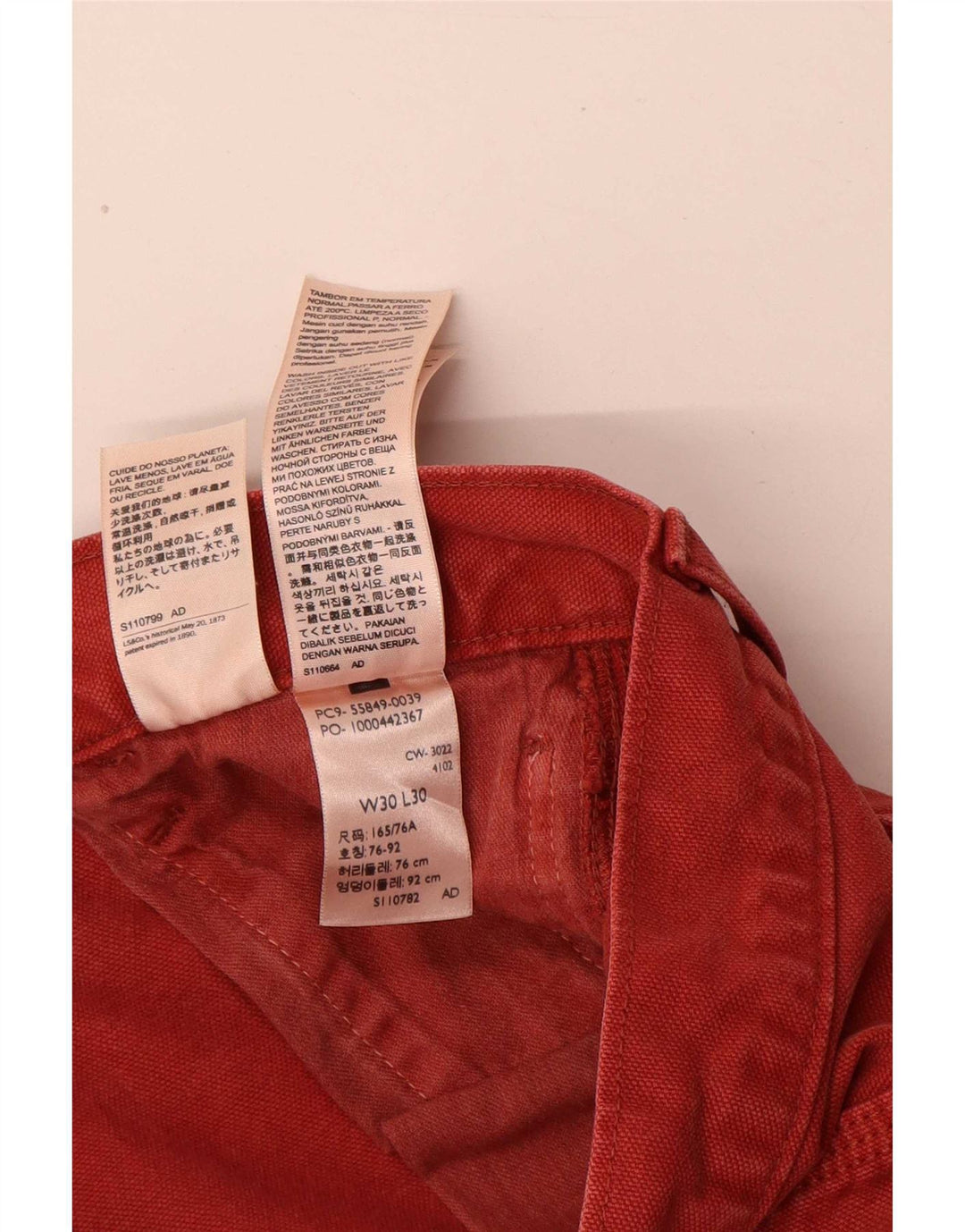 Levi's muške Cargo ravne traperice W30 L30, crveni pamuk