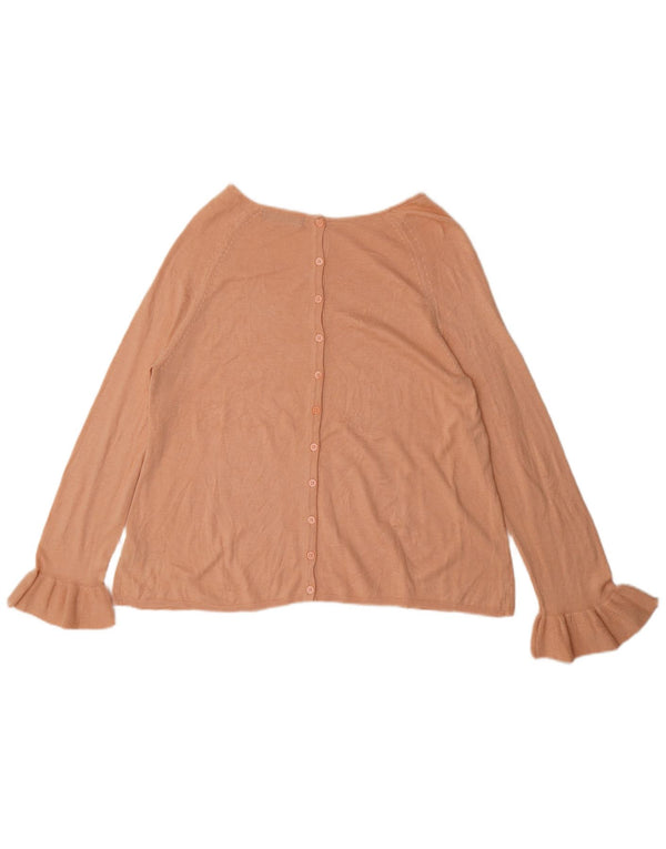 Marks & Spencer ženski džemper s veznim izrezom UK 16 Veliki ružičasti akril