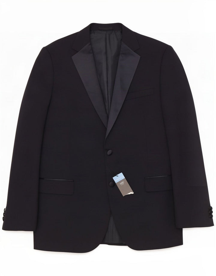 Marks & Spencer Mens Long Blazer Jacket 2 Button UK 42 XL Navy Blue