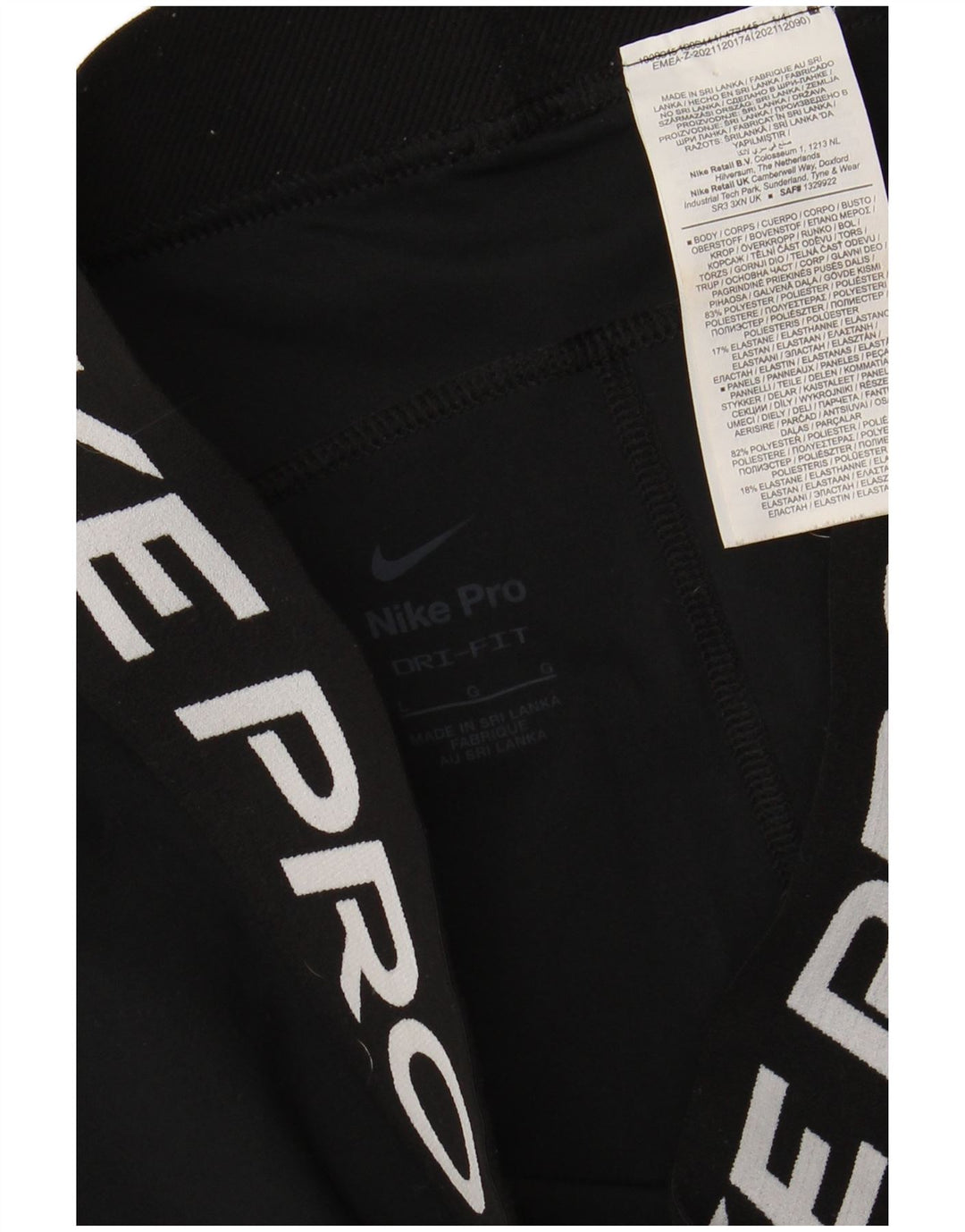 NIKE Ženske Dri Fit Graphic Leggings UK 14 Veliki crni poliester