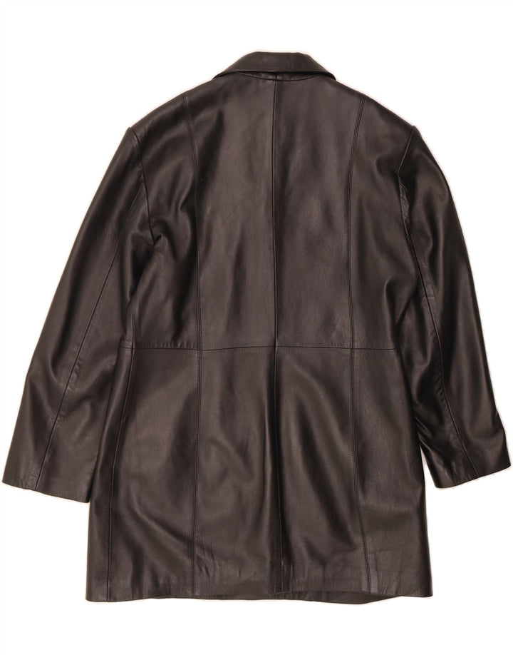 SARDAR Womens Leather Coat UK 16 Large Black Leather Vintage Sardar and Second-Hand Sardar from Messina Hembry 