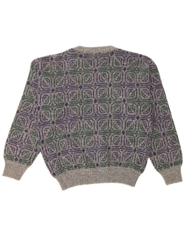 I LEVRIERI muški džemper s okruglim izrezom srednje sivi geometrijski poliakril