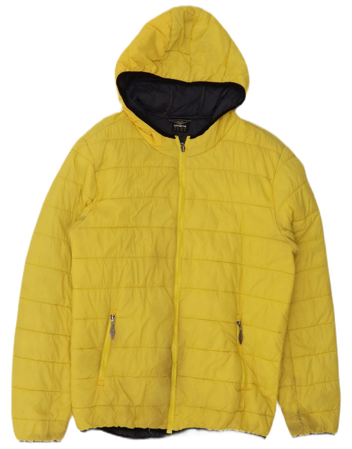 UMBRO Womens Hooded Padded Jacket UK 18 XL Yellow