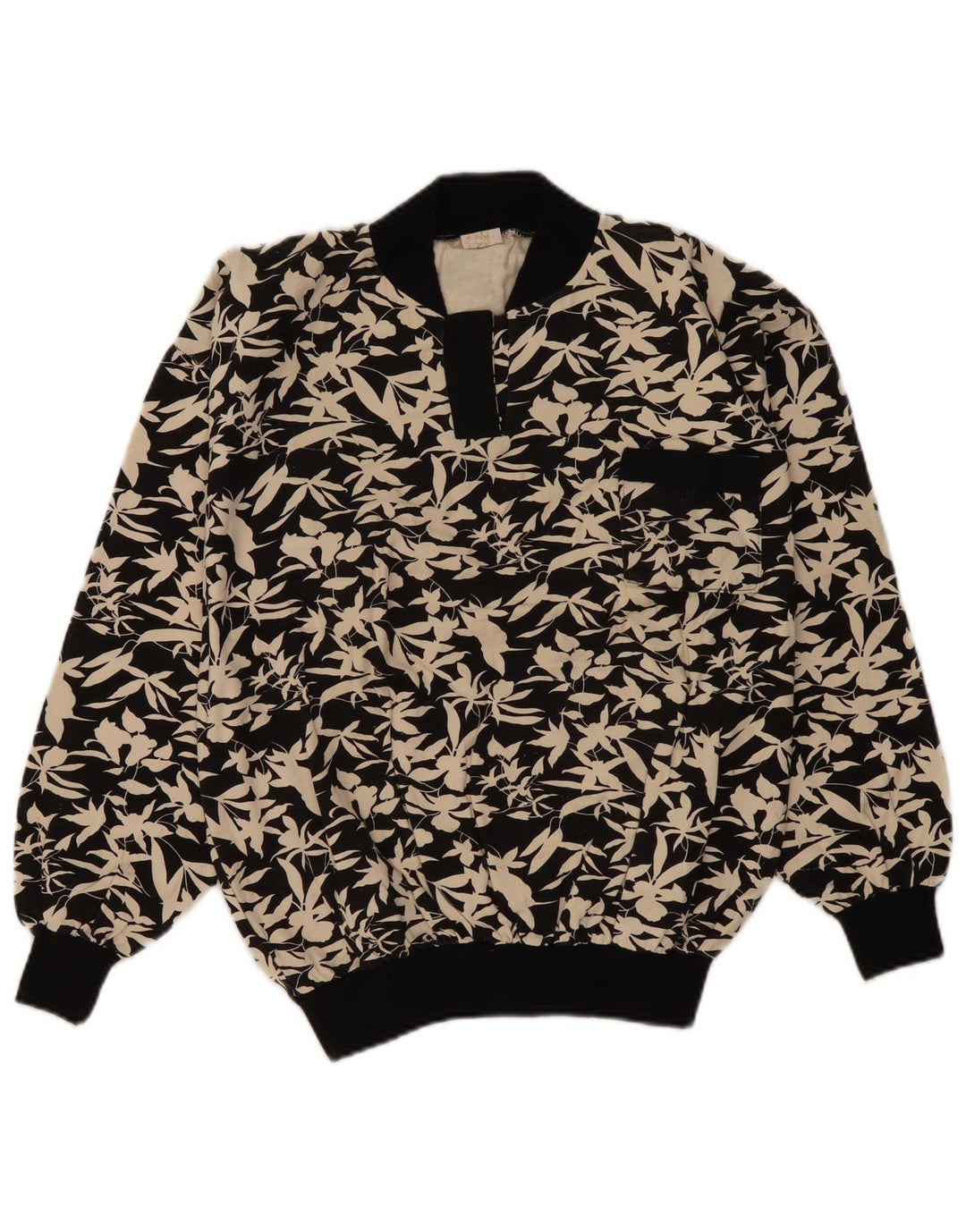 Vintage ženski džemper UK 16 Veliki crni cvjetni