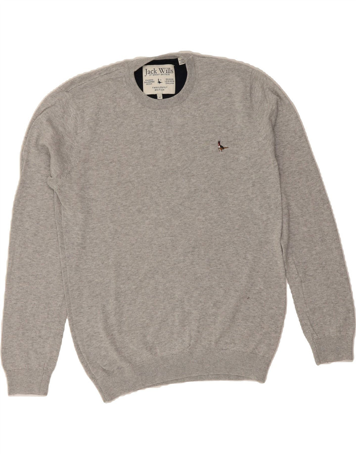 JACK WILLS Mens Crew Neck Jumper Sweater Medium Grey Cotton Vintage Jack Wills and Second-Hand Jack Wills from Messina Hembry 