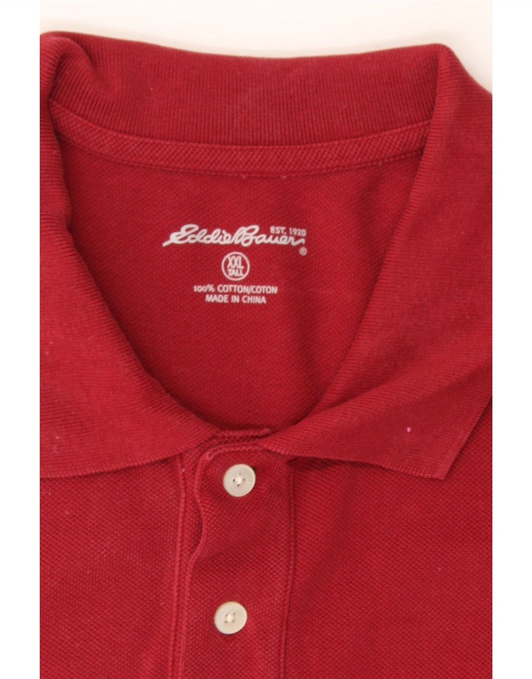EDDIE BAUER Mens Tall Polo Shirt 2XL Red Cotton Vintage Eddie Bauer and Second-Hand Eddie Bauer from Messina Hembry 