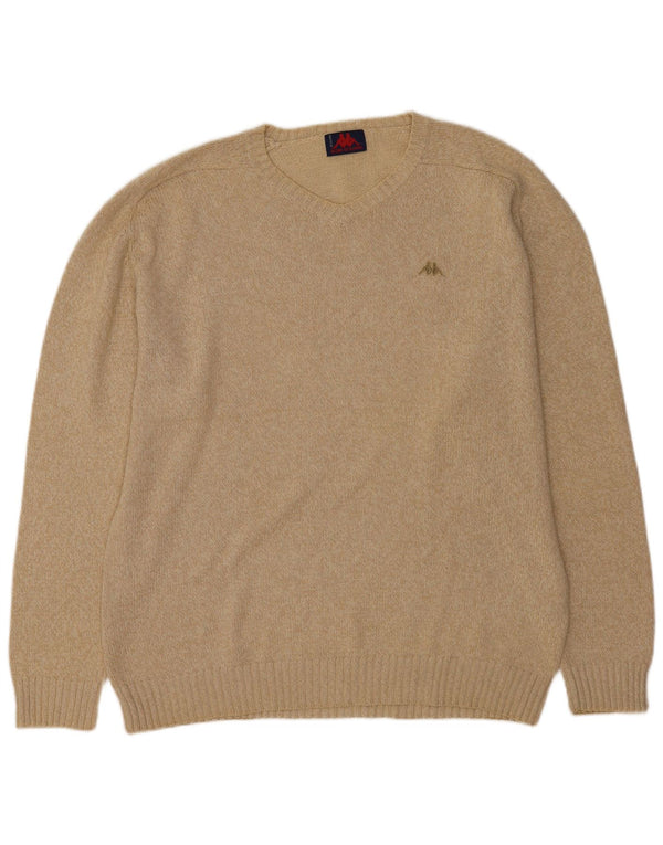 Kappa muški pulover s V-izrezom 2XL, bež pamuk