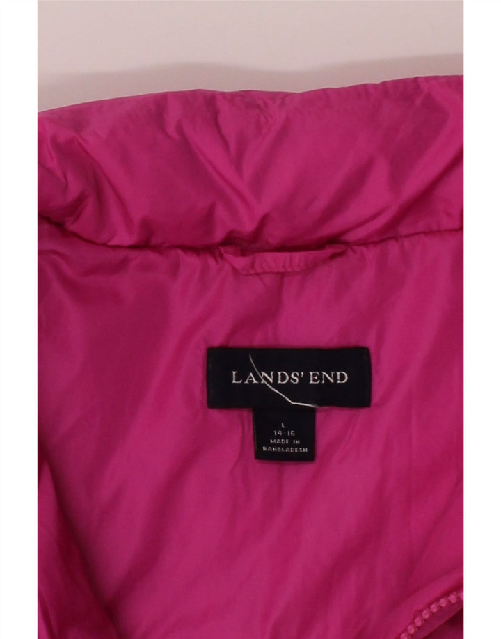 LANDS END Womens Padded Jacket UK 14/16 Large Pink Polyester