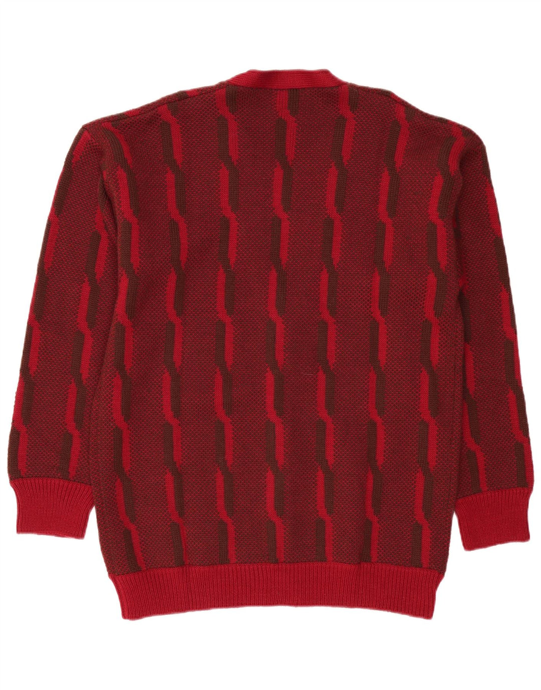 VINTAGE muški kardigan pulover na velike tamnocrvene pruge