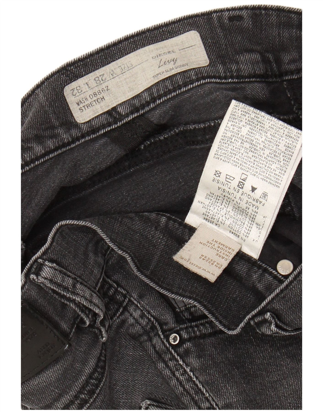 DIESEL Ženske super tanke uske traperice Livy W28 L32 sivi pamuk