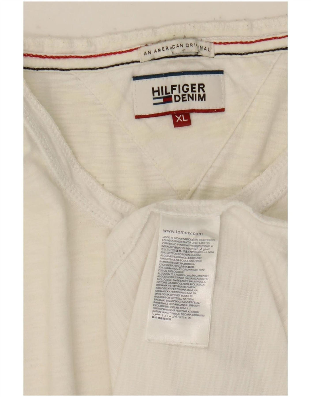 Tommy Hilfiger muška majica dugih rukava XL bijeli pamuk