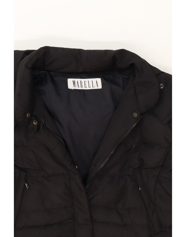 MARELLA Womens Hooded Padded Coat UK 16 Large  Black Polyamide Vintage Marella and Second-Hand Marella from Messina Hembry 