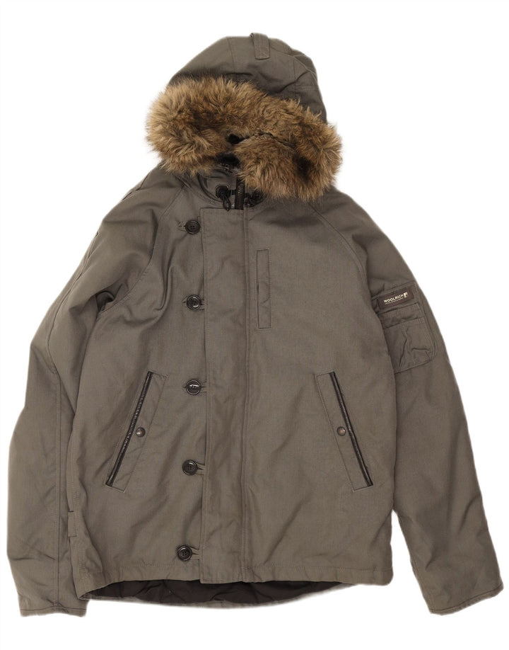Woolrich muška vjetrovka s kapuljačom UK 40 velika siva