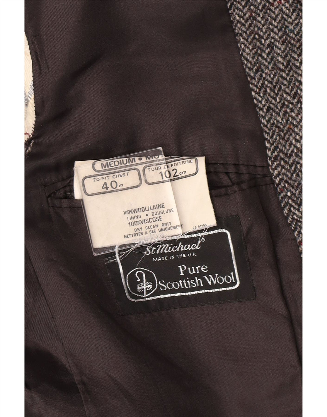 ST MICHAEL Muška jakna jakna UK 40 Large Grey Herringbone Classic