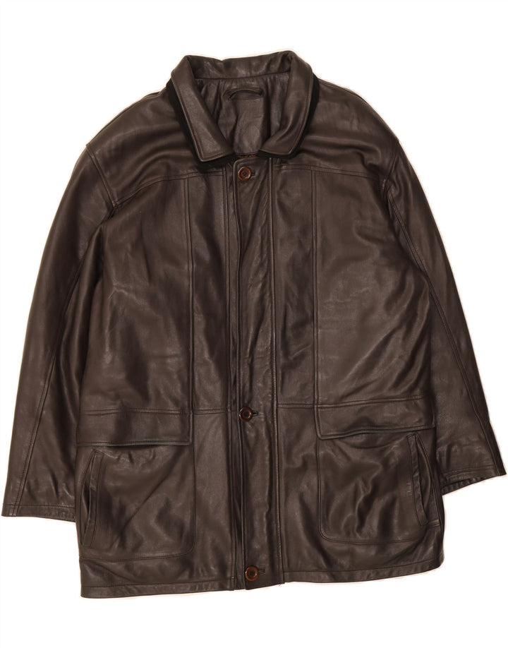 VINTAGE Mens Leather Coat UK 42 XL Brown Leather Vintage Vintage and Second-Hand Vintage from Messina Hembry 