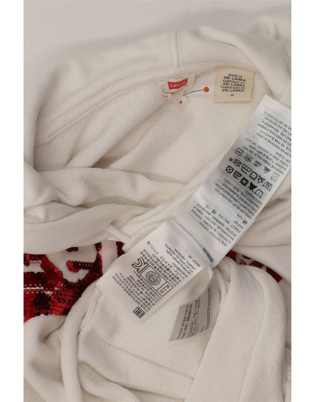 LEVI'S ženska prekomjerna majica s kapuljačom UK 14 Srednje bijeli pamuk