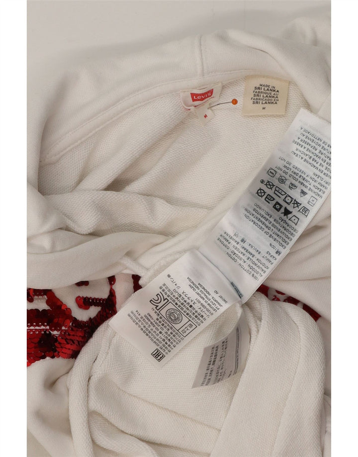 LEVI'S ženska prekomjerna majica s kapuljačom UK 14 Srednje bijeli pamuk