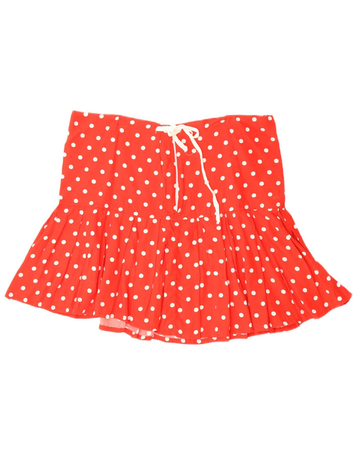 VINTAGE Womens Pleated Mini Skirt W28 Medium Red Polka Dot