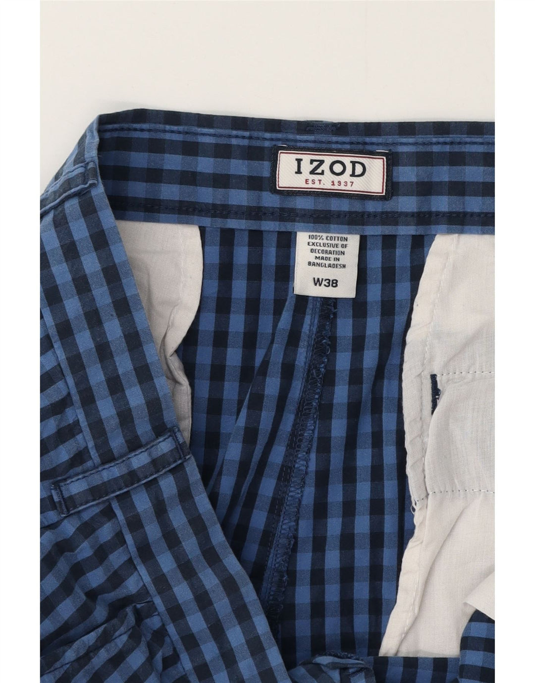 IZOD Muške chino kratke hlače W38 XL plavi pamuk od ginghama