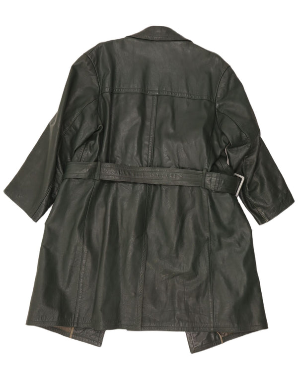 Vintage Womens Leather Coat UK 16 Large Green