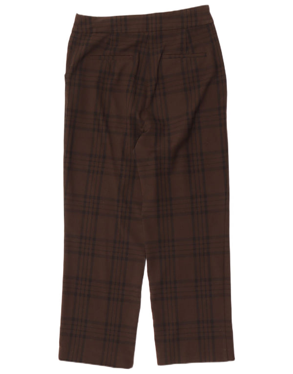 Zara ženske ravne chino hlače velike W30 L29 smeđi karirani poliester