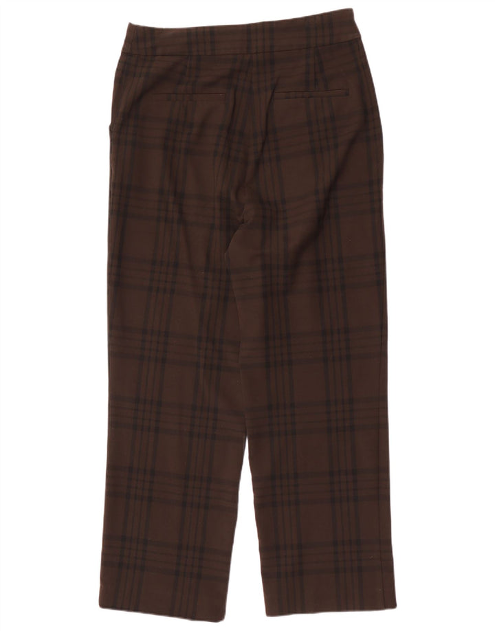 Zara ženske ravne chino hlače velike W30 L29 smeđi karirani poliester