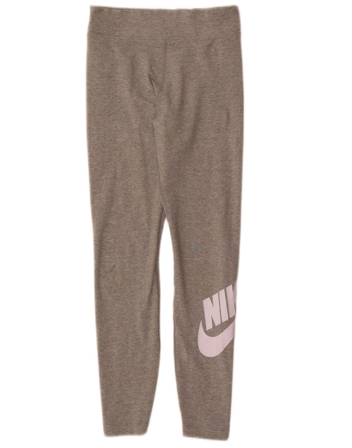 NIKE Womens Graphic Leggings UK 10 Small  Grey Cotton