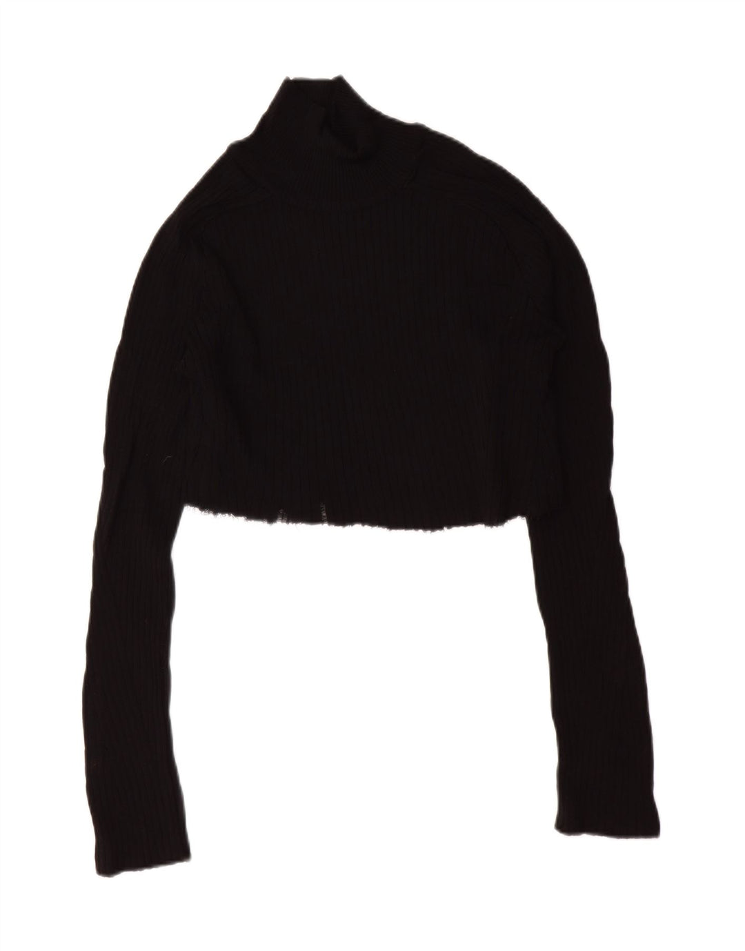 ZARA Womens Crop Turtle Neck Jumper Sweater UK 12 Medium Black