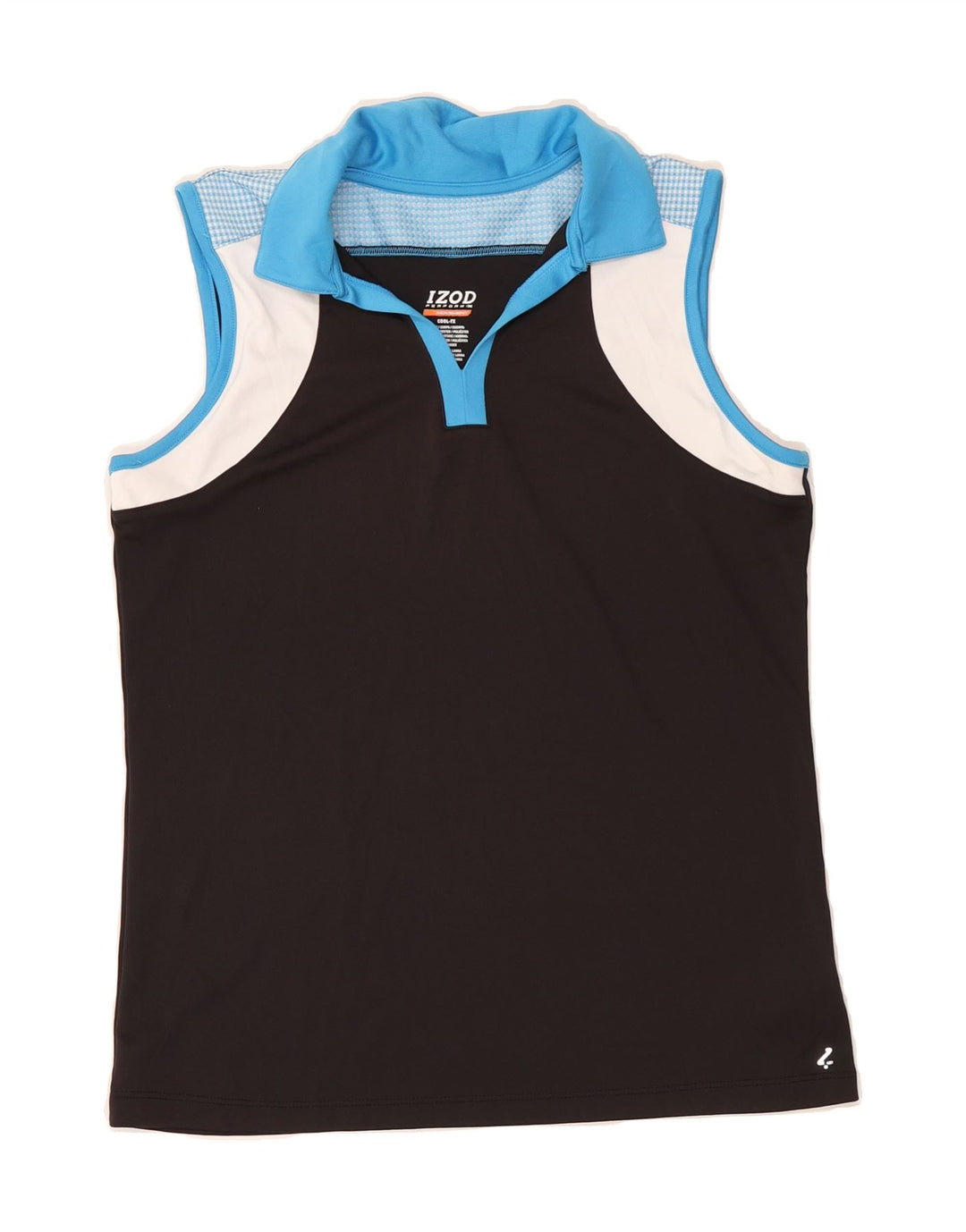 IZOD Womens Sleeveless Polo Shirt UK 12 Medium Black Colourblock Polyester Vintage Izod and Second-Hand Izod from Messina Hembry 