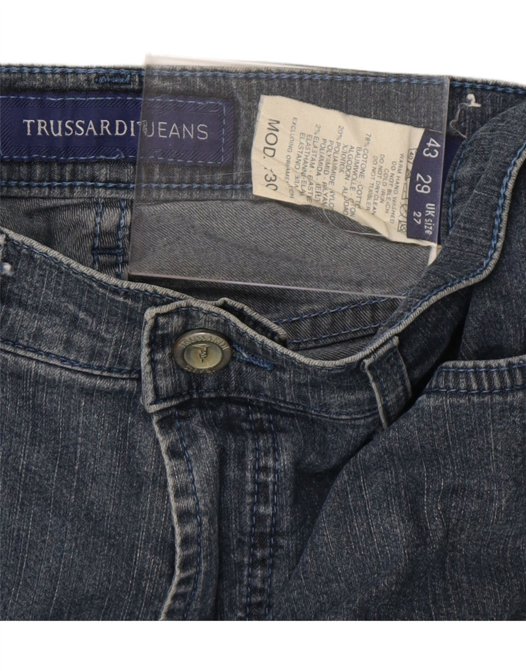 TRUSSARDI ženske ravne traperice W27 L29 plavi pamuk