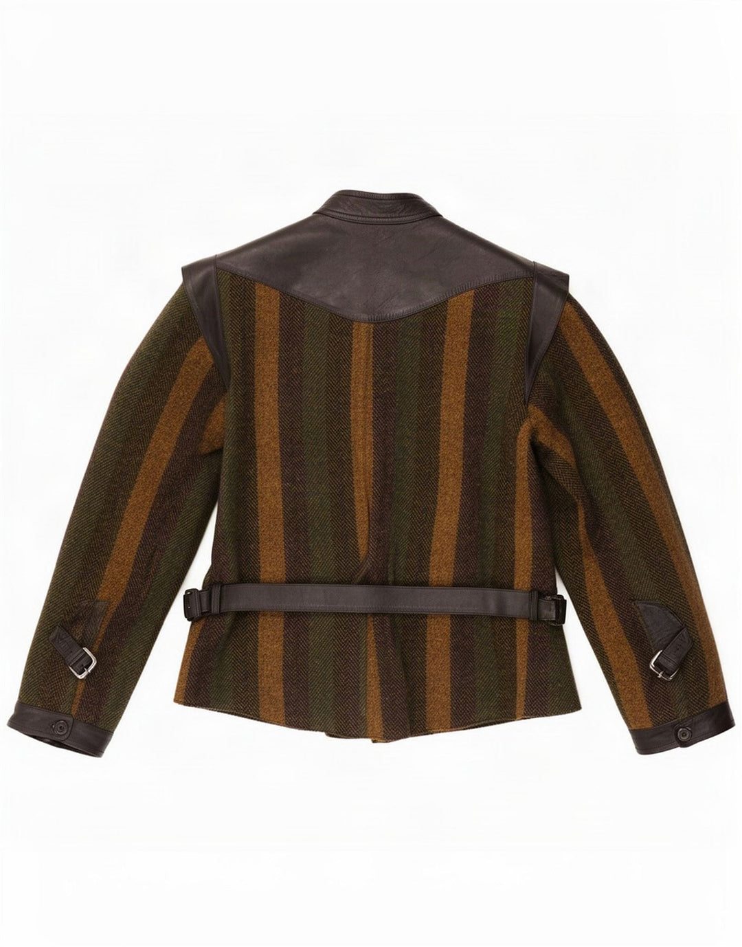 Vintage ženska bomber jakna UK 16 Velika kaki prugasta vuna