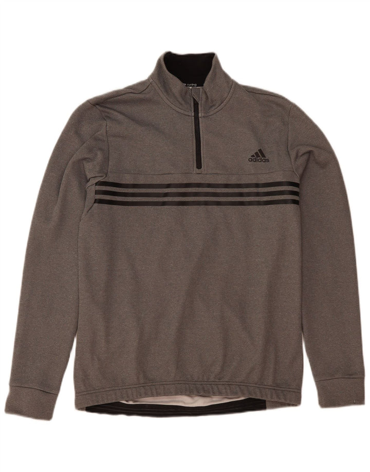 Adidas muška majica s izrezom s patentnim zatvaračem, veliki sivi poliester
