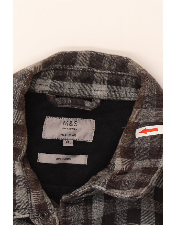 Marks & Spencer muška prekošulja standardnog kroja Flanelska košulja XL siva gingham