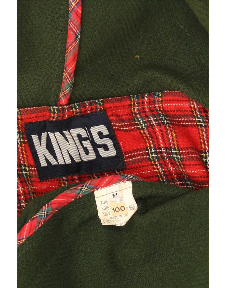 Vintage muški duffle kaput s kapuljačom UK 38 Srednje zeleni acetat