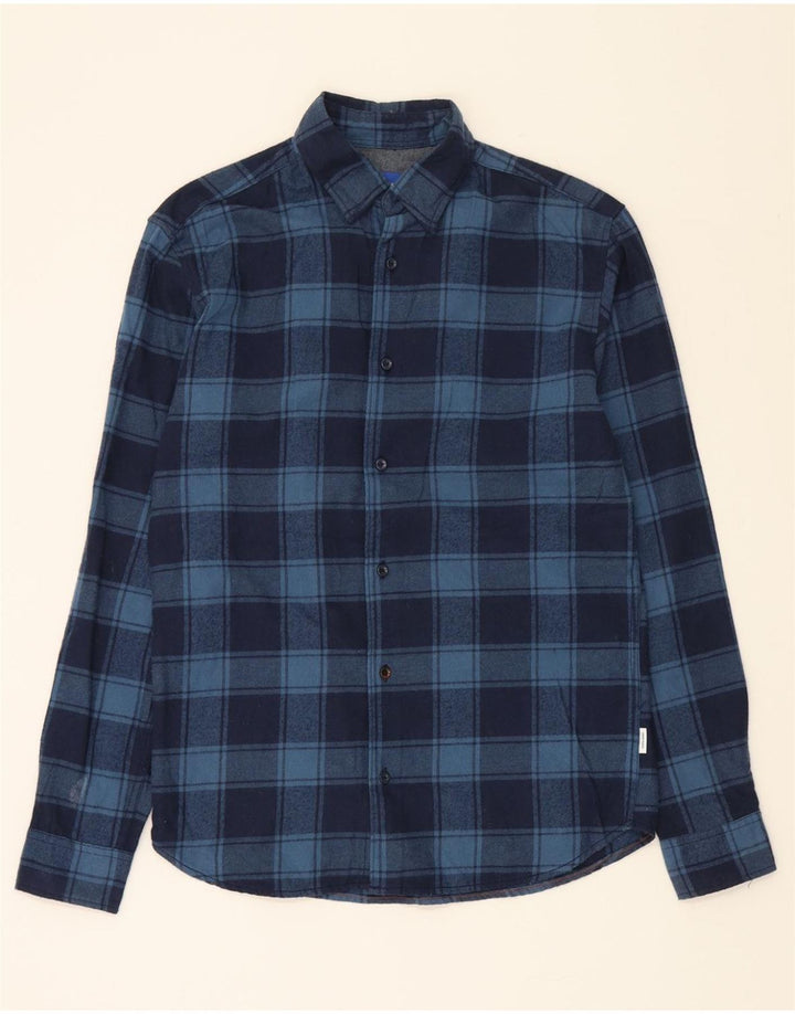 JACK & JONES Mens Flannel Shirt Small Navy Blue Check Cotton Vintage Jack & Jones and Second-Hand Jack & Jones from Messina Hembry 