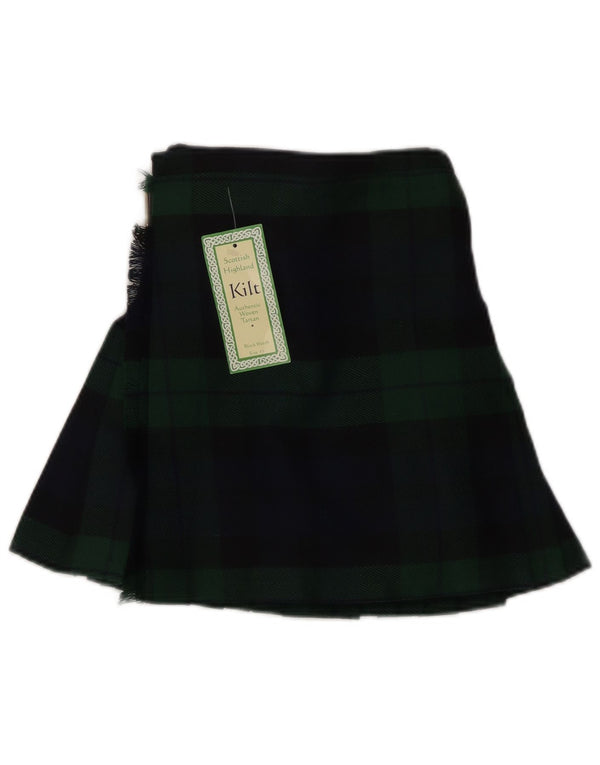 Vintage Baby Girls Wrap Skirt 18-24 Months W15 Green Plaid Viscose